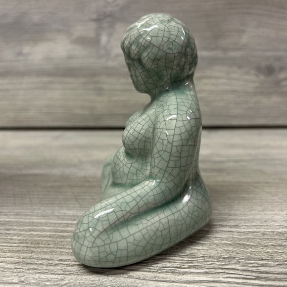Collectible Light Green Crackled Venice Clay Buddha Style (E3) - Picture 4 of 7